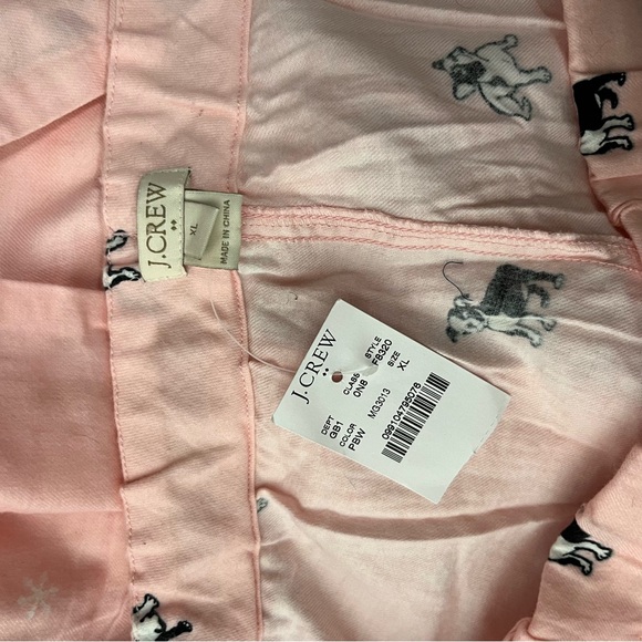 J. Crew Pink Winter French Bull Dog Pajama Pants NWT Q - Picture 4 of 5